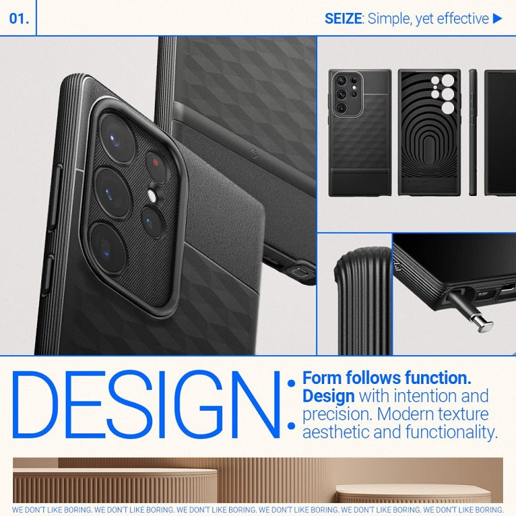 Противоударен Калъф за Samsung S23 Ultra, Spigen Caseology Parallax, Черен (12)
