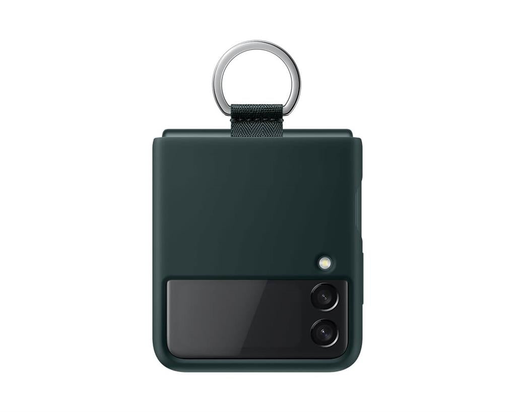 Оригинален Силиконов Калъф за Samsung Z Flip 3, Silicone Ring Cover Case EF-PF711TGEGWW, Тъмно Зелен (7)