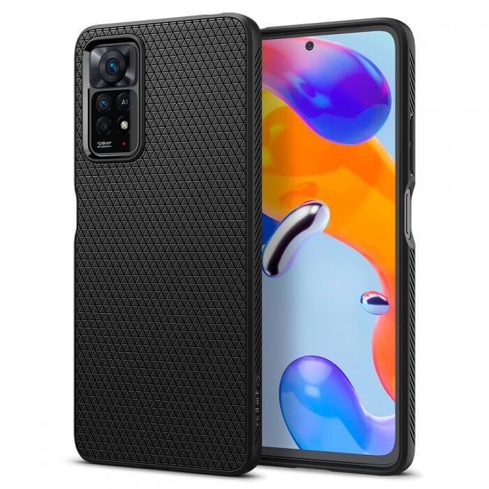 Противоударен Калъф за Xiaomi Redmi Note 11 Pro, Spigen Liquid Air Case, Черен
