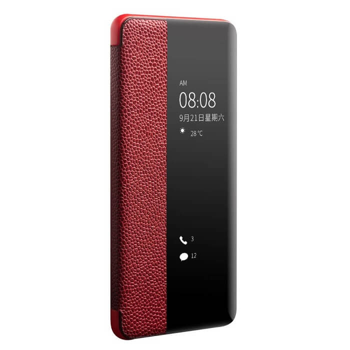 Активен Калъф за Huawei P40 Pro, Qialino Smart Book Case, Червен (3)