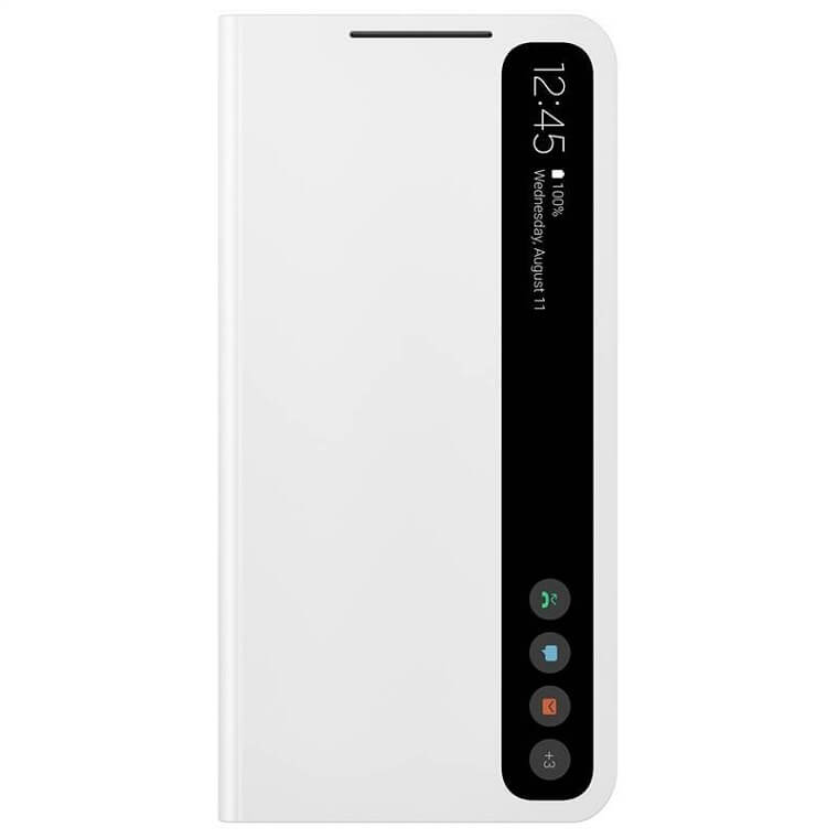 Оригинален Активен Калъф за Samsung S21 FE Smart Clear View Cover Book Case EF-ZG990CWEGEE, Бял