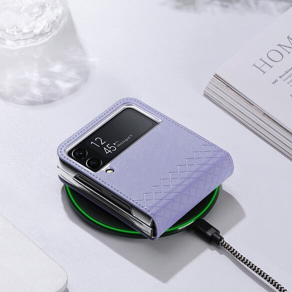 Кожен Калъф Samsung Z Flip 4, Dux Ducis Bril Case, Лилав (7)