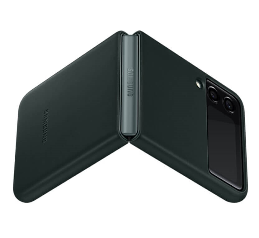 Оригинален Кожен Калъф за Samsung Z Flip 3, Leather Case EF-VF711LGE, Зелен (4)