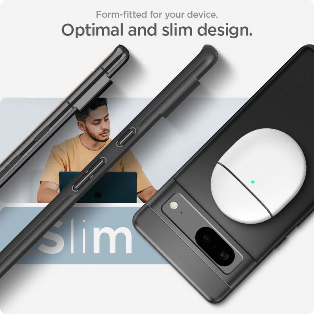 Противоударен Калъф за Google Pixel 7, Spigen Thin Fit Case, Черен (9)