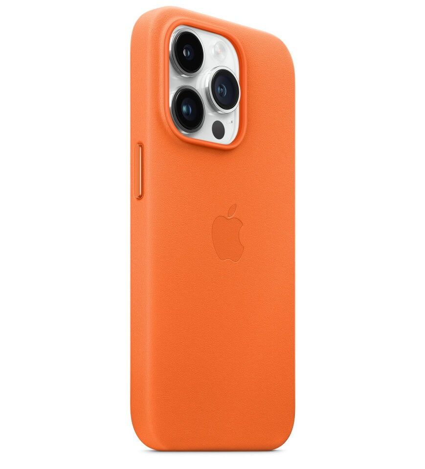 Оригинален Кожен Калъф за iPhone 14 Pro Max, Leather Magsafe Case MPPR3ZM/A, Оранжев (3)