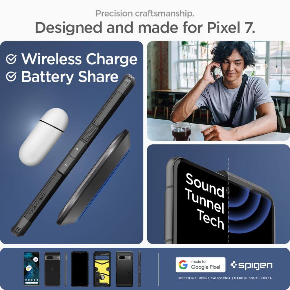 Калъф с Поставка за Google Pixel 7, Spigen Tough Armor Case, Черен (7)