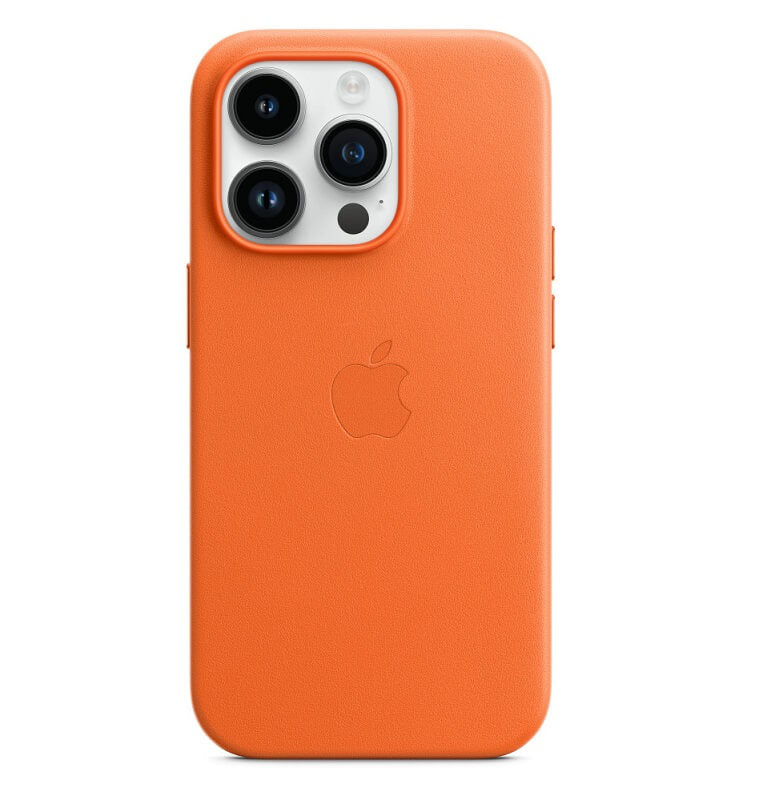 Оригинален Кожен Калъф за iPhone 14 Pro, Leather Magsafe Case MPPL3ZM/A, Оранжев (4)