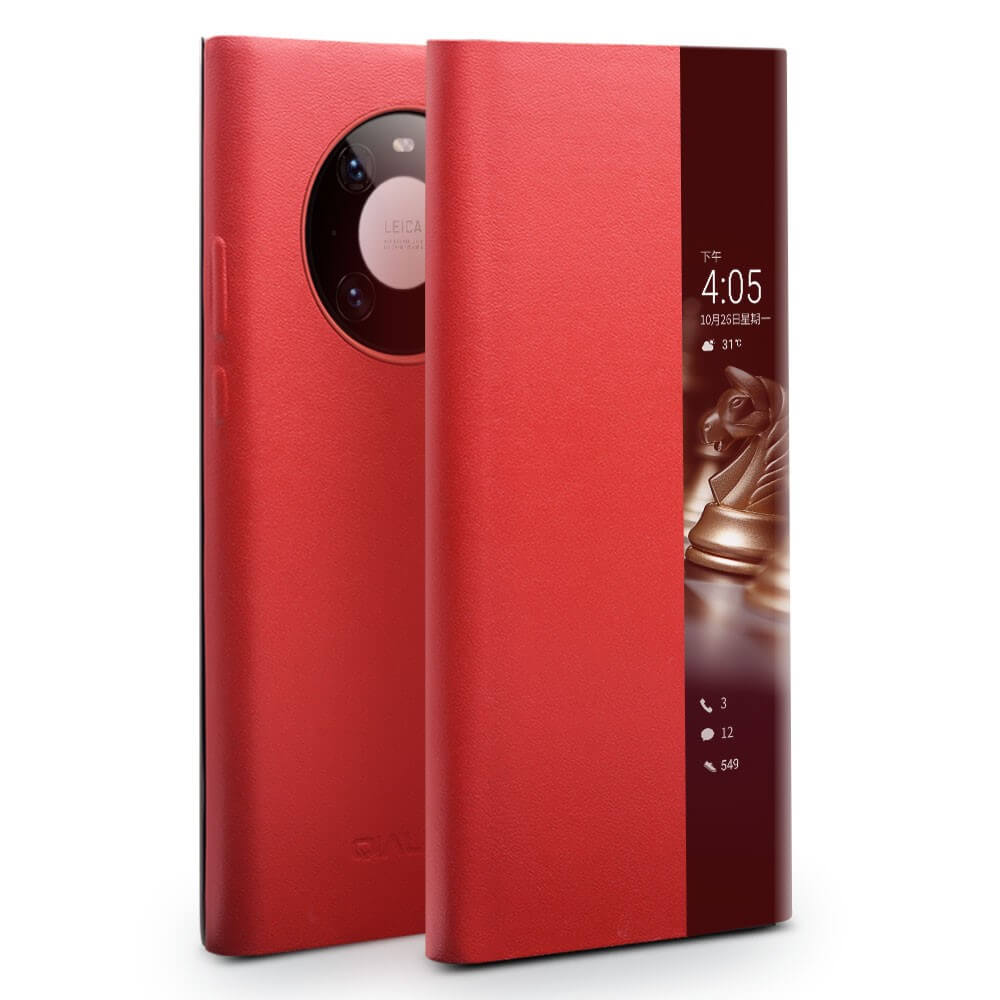 Активен Калъф за Huawei Mate 40, Qialino Smart Book Case, Червен