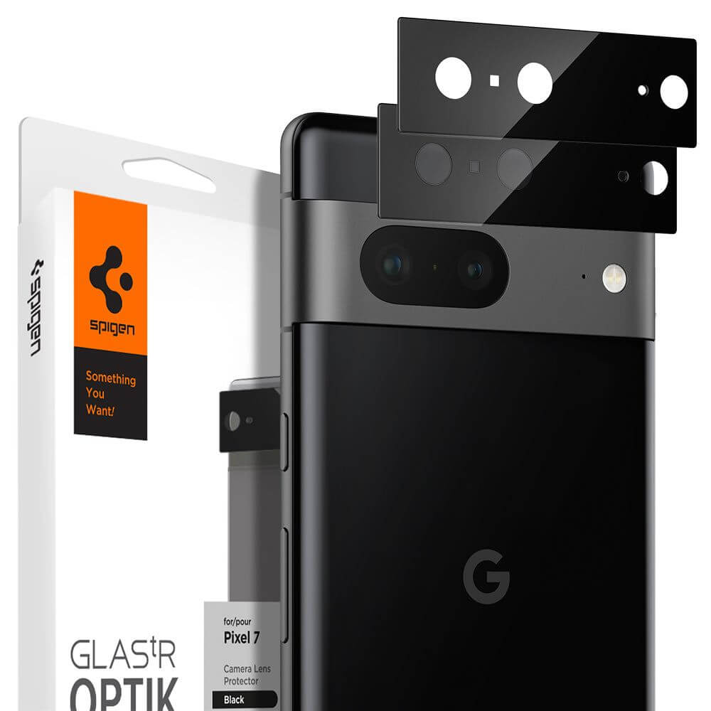 Стъклен Протектор за Камерата на Google Pixel 7, Spigen Optic Cam Glass 2бр., Черен