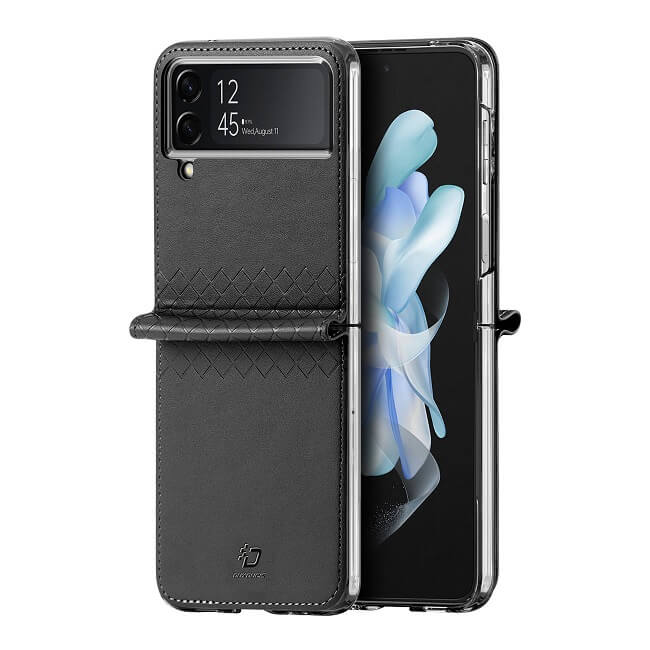 Кожен Калъф Samsung Z Flip 4, Dux Ducis Bril Case, Черен (2)