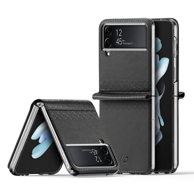 Кожен Калъф Samsung Z Flip 4, Dux Ducis Bril Case, Черен