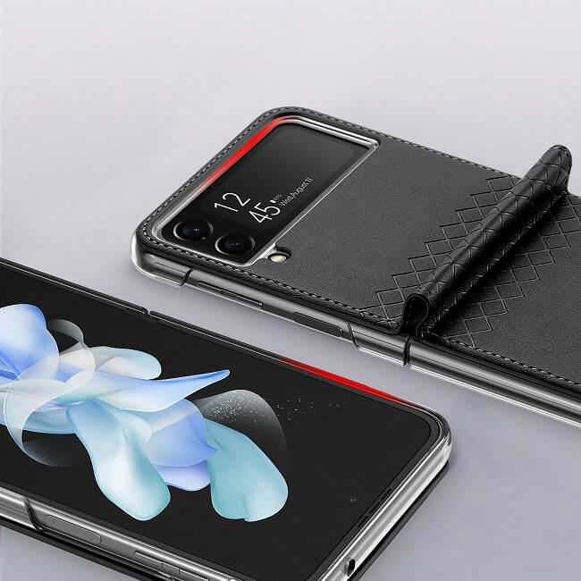 Кожен Калъф Samsung Z Flip 4, Dux Ducis Bril Case, Черен (5)