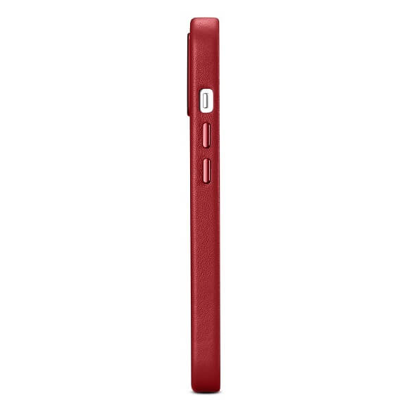 Magsafe Калъф от Естествена Кожа за iPhone 14, iCarer Leather Case, Червен (9)