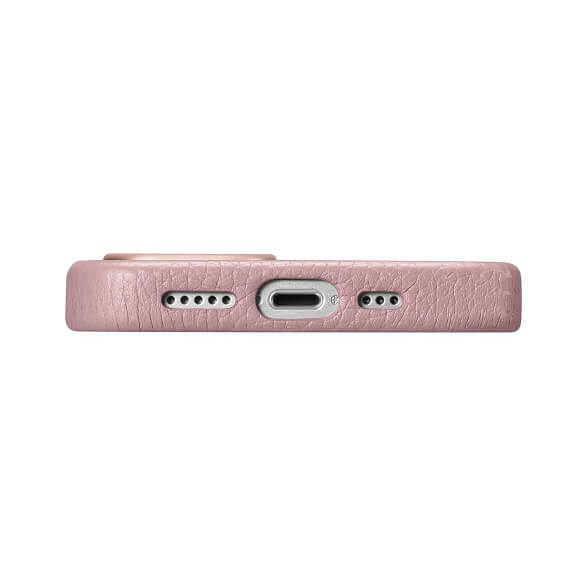 Magsafe Калъф от Естествена Кожа за iPhone 14 Pro Max, iCarer Leather Case, Розов (8)