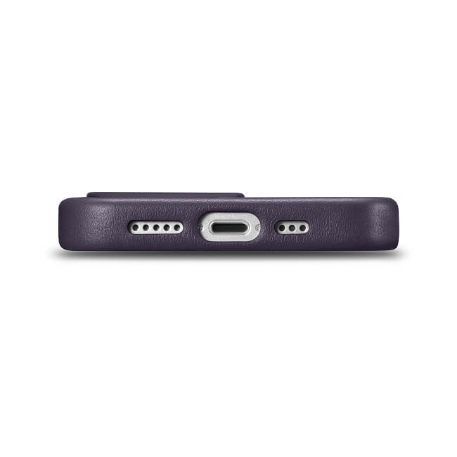 Magsafe Калъф от Естествена Кожа за iPhone 14 Pro Max, iCarer Leather Case, Тъмно Лилав (9)