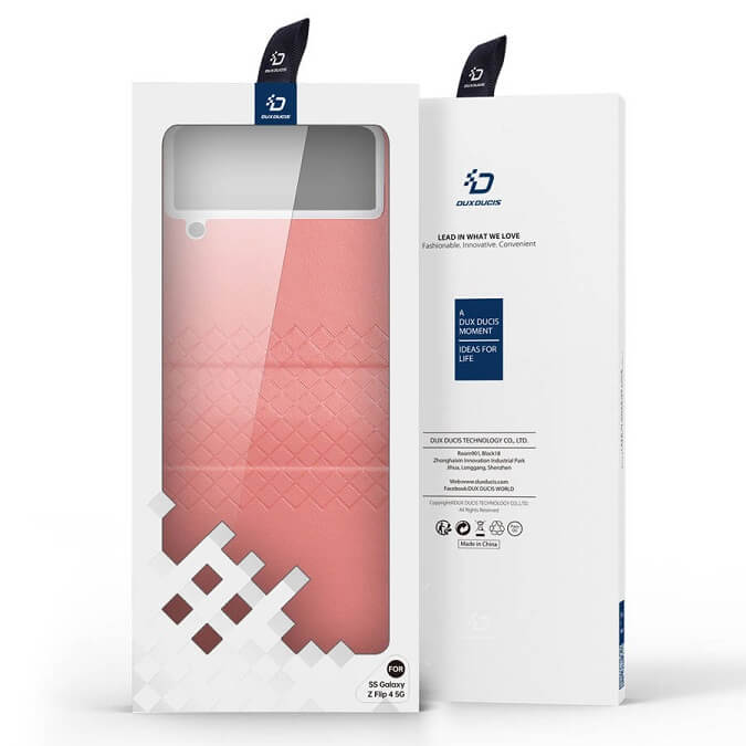 Кожен Калъф Samsung Z Flip 4, Dux Ducis Bril Case, Розов (6)