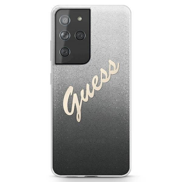 Калъф за Samsung S21 Ultra, Guess Gradient Glitter Case, Черен
