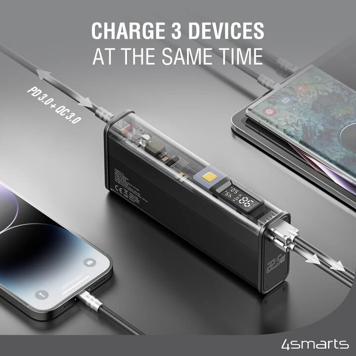 Външна Батерия за iPhone, 4Smarts Lucid Block 22.5W PD/QC3.0 18000 mAh, Черна (6)