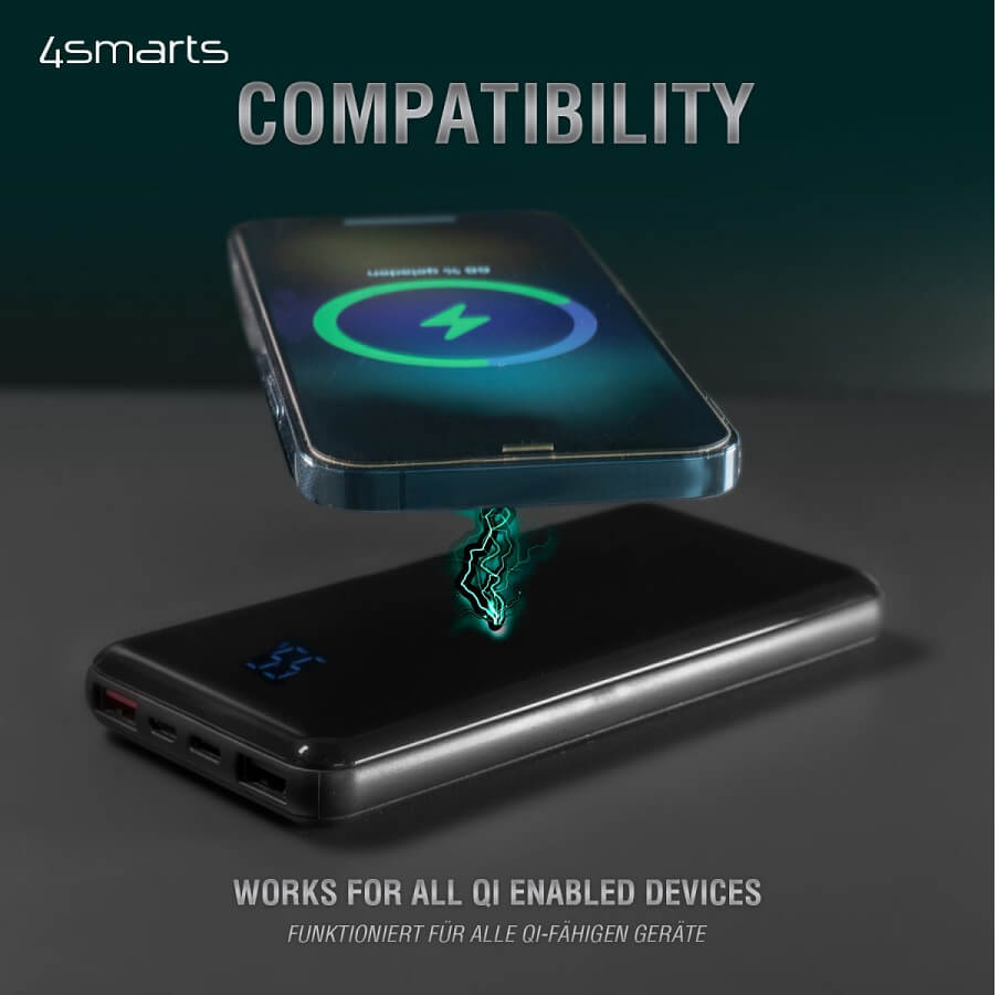 Външна Батерия с Безжично Зареждане, 4Smarts VoltHub Ultimate2 18W 10000 mAh, Черен (2)