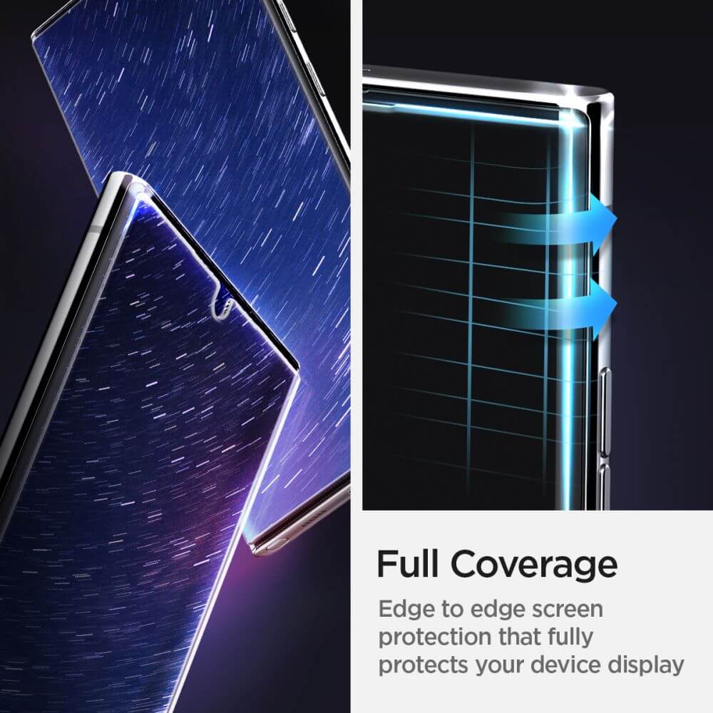 Стъклен Протектор за Samsung S22 Ultra, Spigen UV Glas. tr Platinium, Прозрачен (6)
