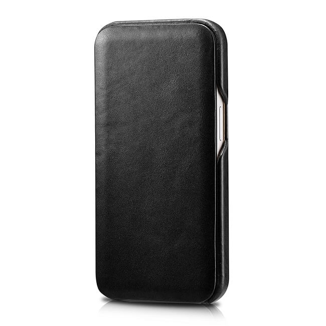 Калъф от Естествена Кожа за iPhone 13 Pro, iCarer Vintage Book Leather Case, Черен (7)