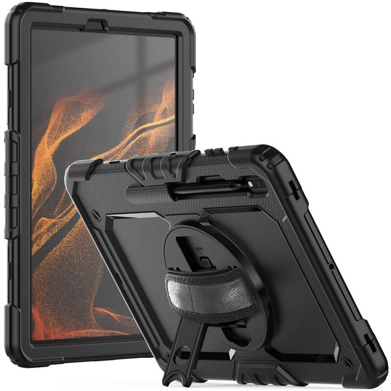 Калъф с Дръжка за Samsung Tab S8 Plus/ S7 Plus/ S7 FE, Tech-Protect Solid360 Case, Черен
