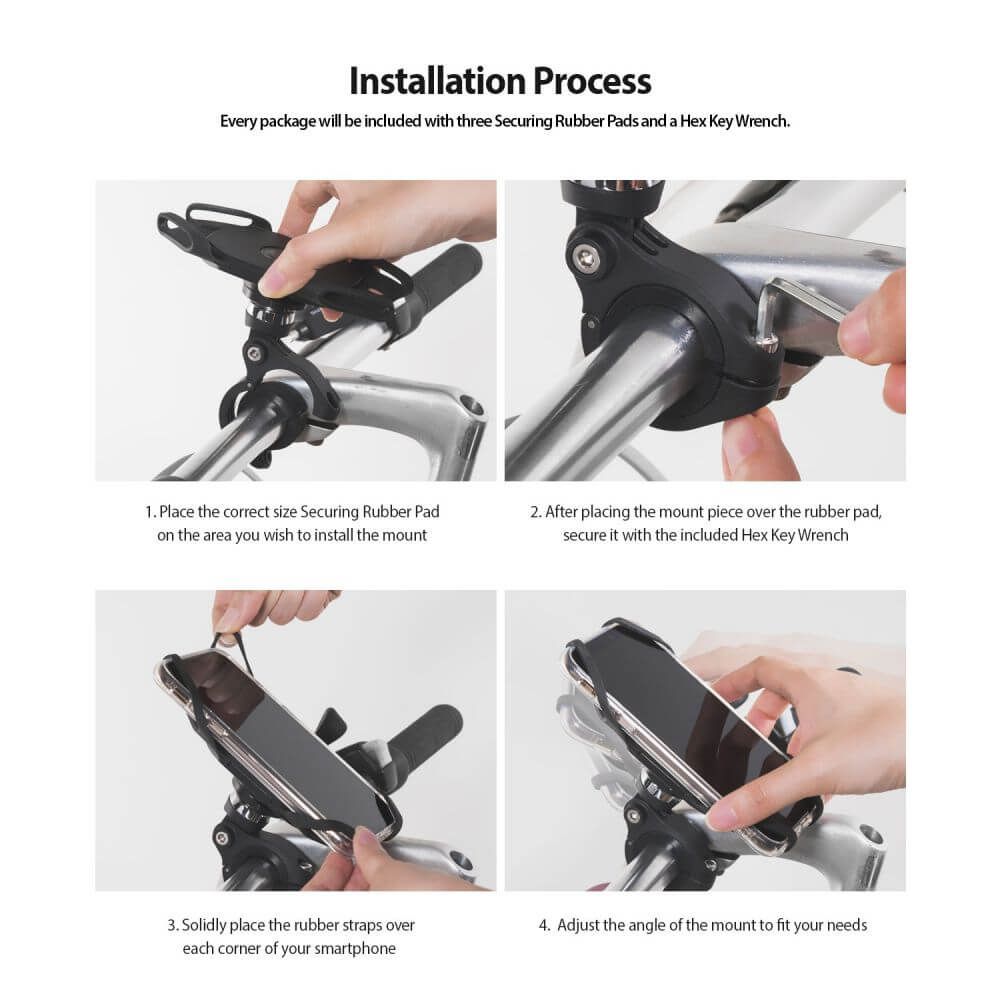 Стойка за Велосипед и Мотор, Ringke Spider Grip Moount Holder, Черен (8)