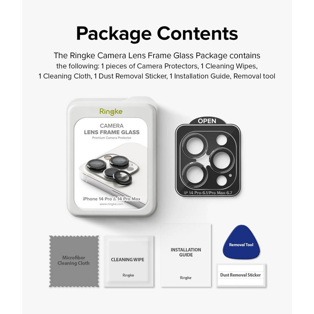 Протектор за Камерата на iPhone 14 Pro, Ringke Cam Lens Frame Glass 2бр., Черен (6)