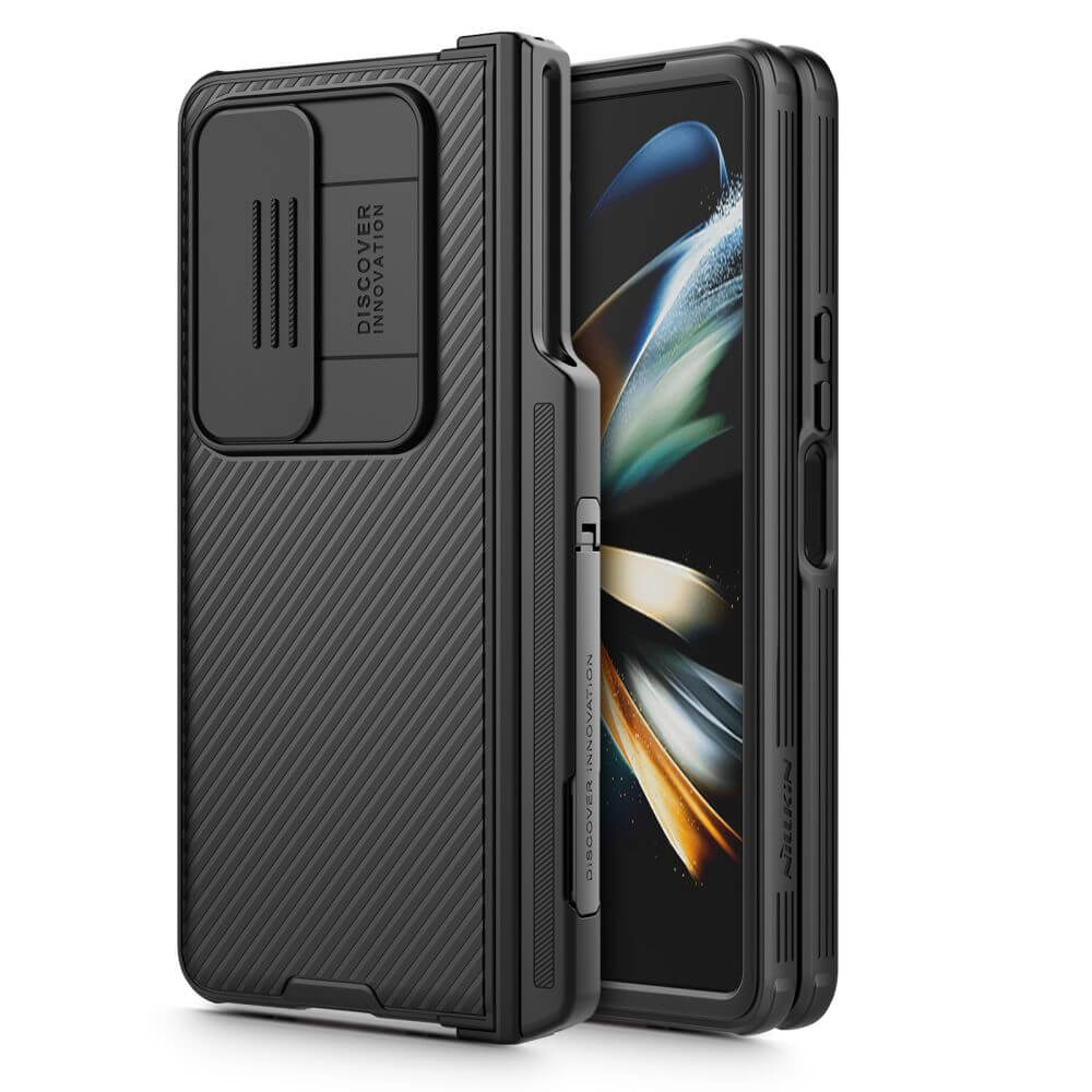 Калъф с S Pen Поставка и Плъзгач за Samsung Z Fold 4, Nillkin CamShield Pro Case, Черен
