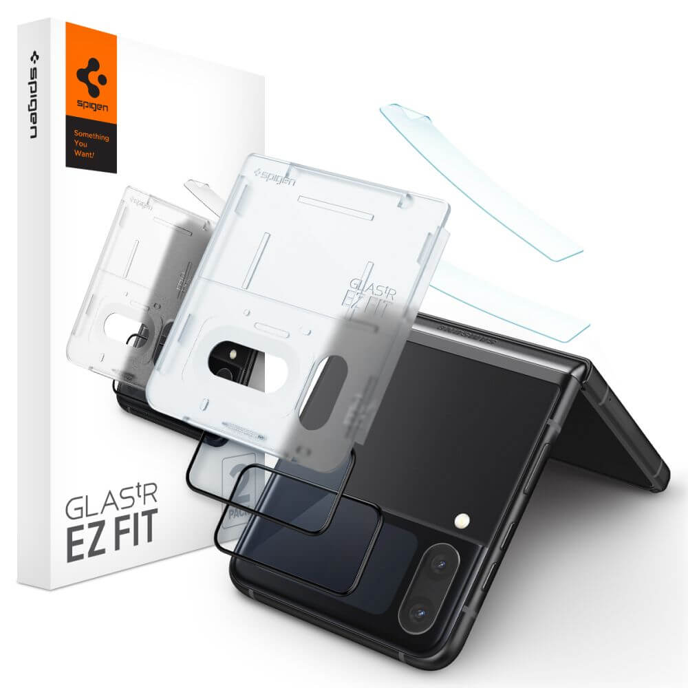 Външен Протектор и Фолио за Пантата на Samsung Z Flip 4, Spigen EZ Fit Glass 2бр., Прозрачен