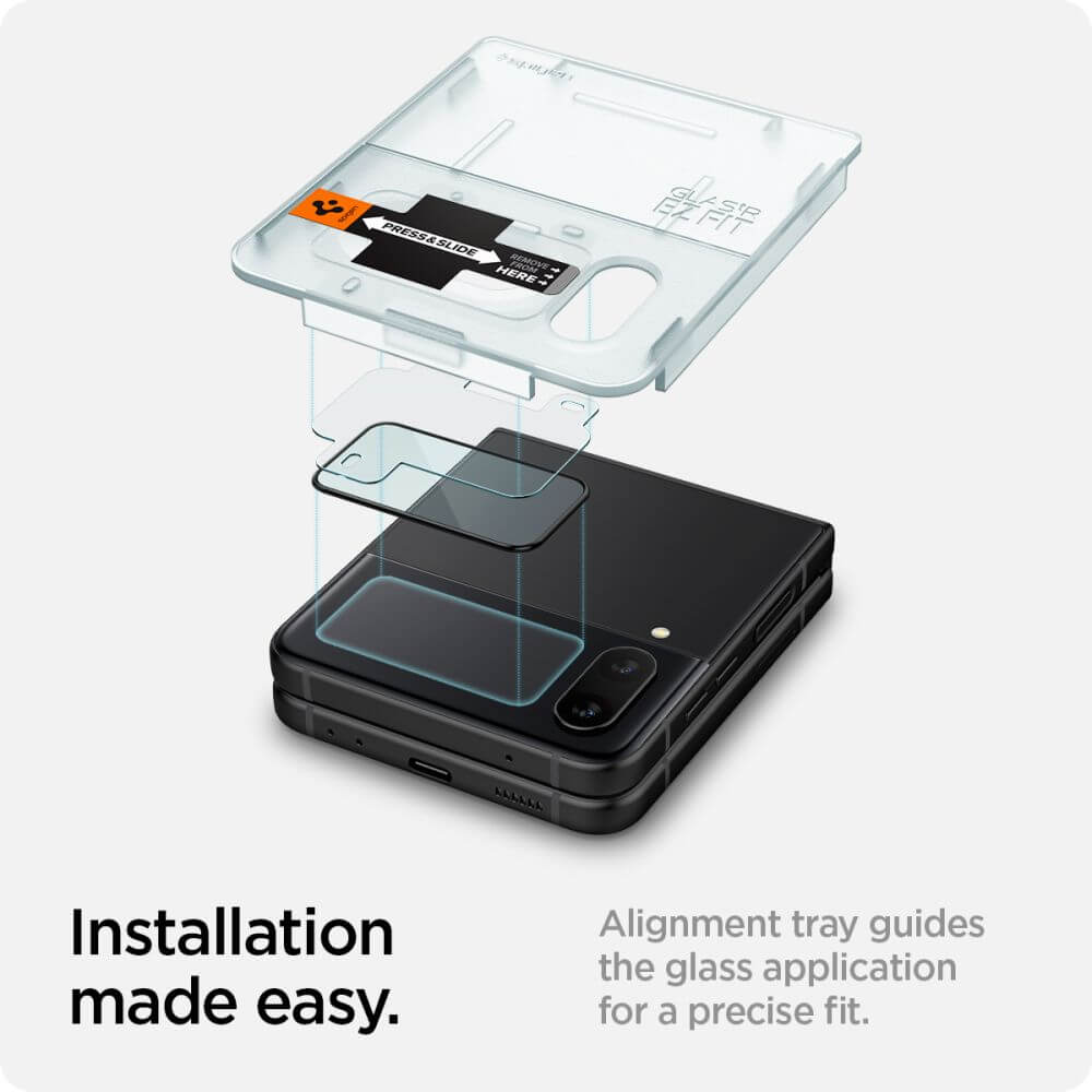Външен Протектор и Фолио за Пантата на Samsung Z Flip 4, Spigen EZ Fit Glass 2бр., Прозрачен (3)