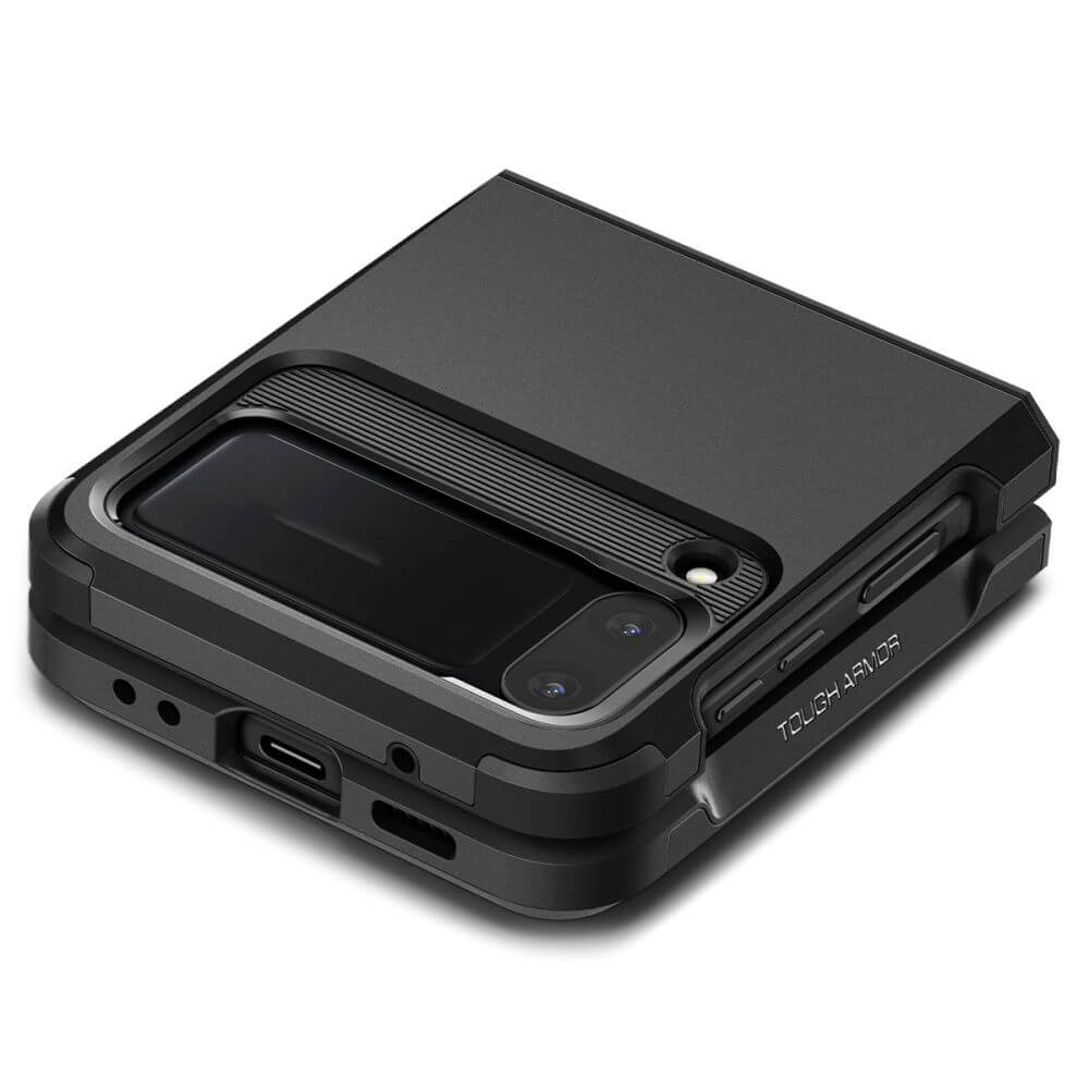 Калъф с Предпазител за Samsung Z Flip 4, Spigen Tough Armor Case, Черен (6)