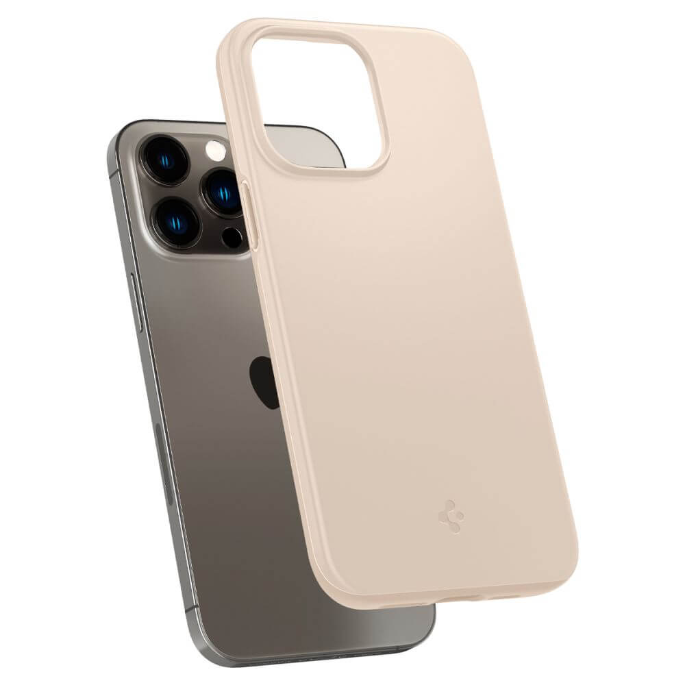 Противоударен Калъф за iPhone 14 Pro Max, Spigen Thin Fit Case, Бежов (7)