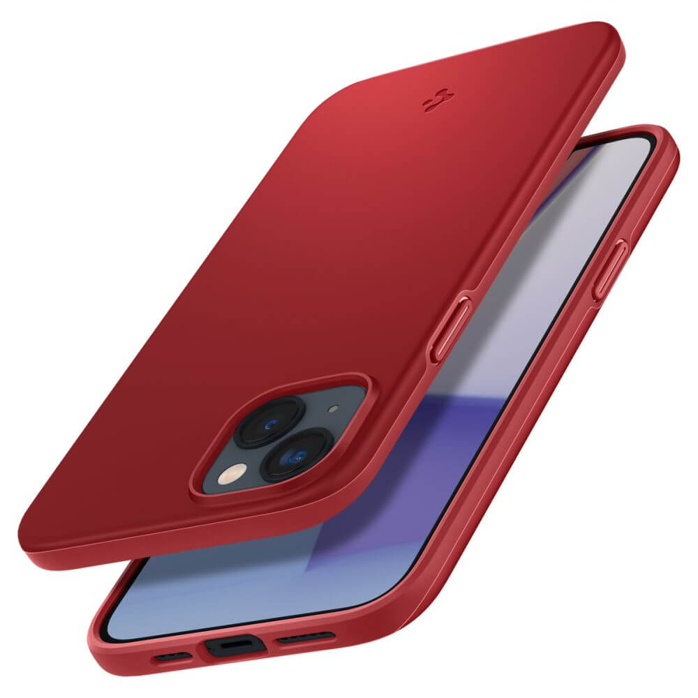 Противоударен Калъф за iPhone 14, Spigen Thin Fit Case, Червен (5)
