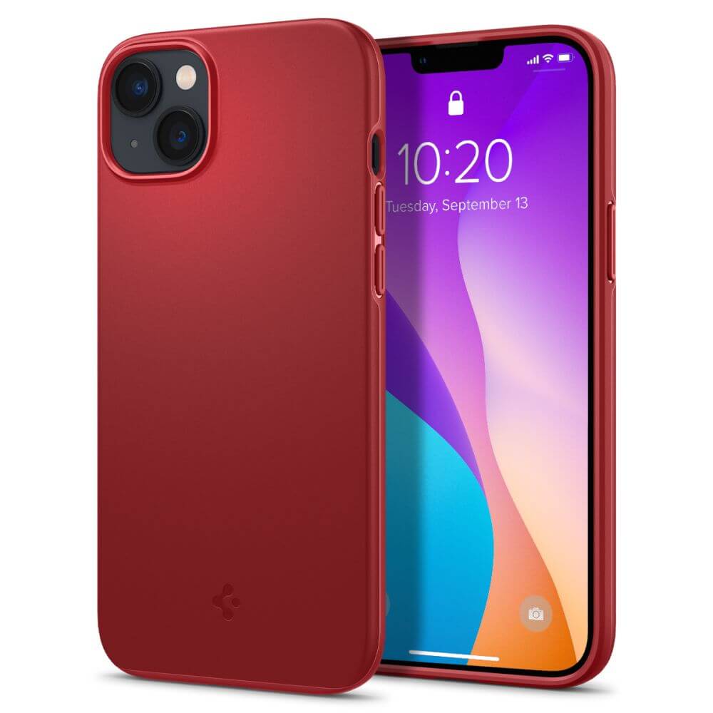 Противоударен Калъф за iPhone 14, Spigen Thin Fit Case, Червен