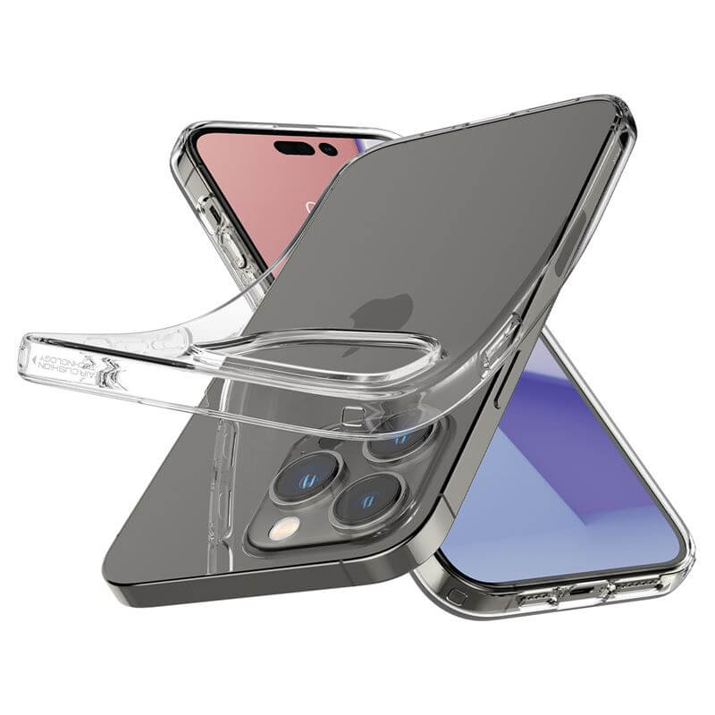 Противоударен Силиконов Калъф за iPhone 14 Pro Max, Spigen Liquid Crystal Case, Прозрачен (3)