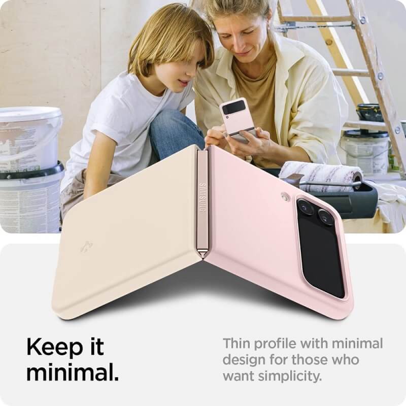 Тънък Матов Калъф за Samsung Z Flip 4, Spigen AirSkin Mix Case, Розов (4)