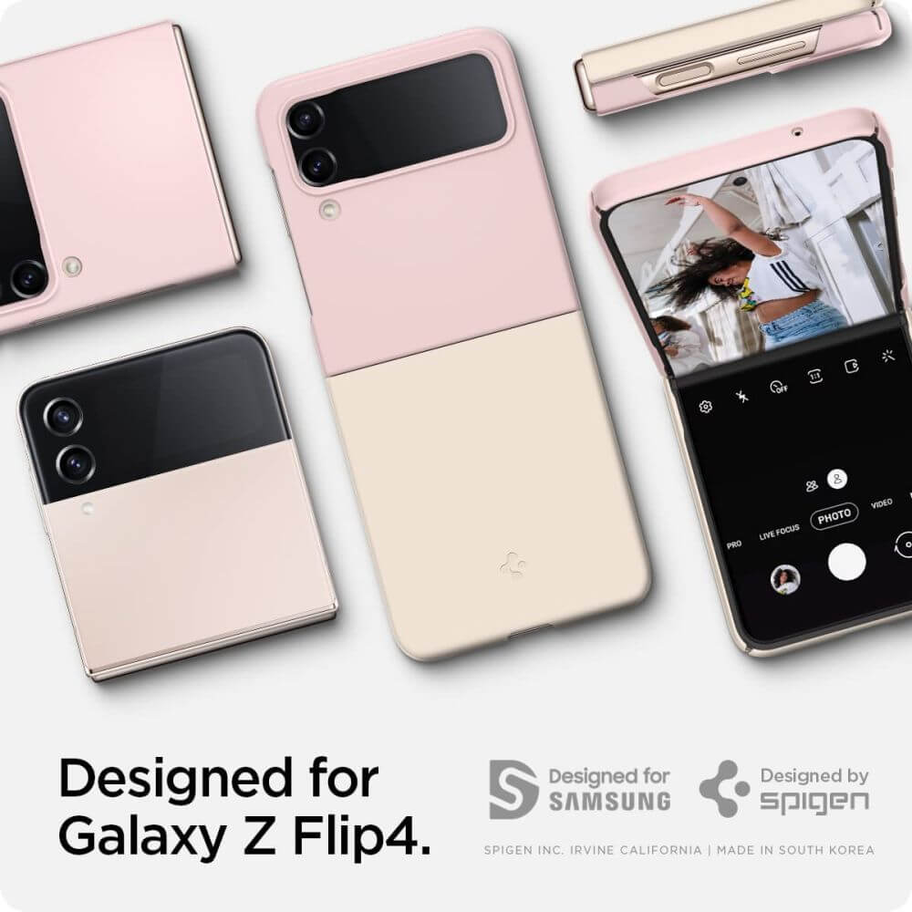 Тънък Матов Калъф за Samsung Z Flip 4, Spigen AirSkin Mix Case, Розов (3)
