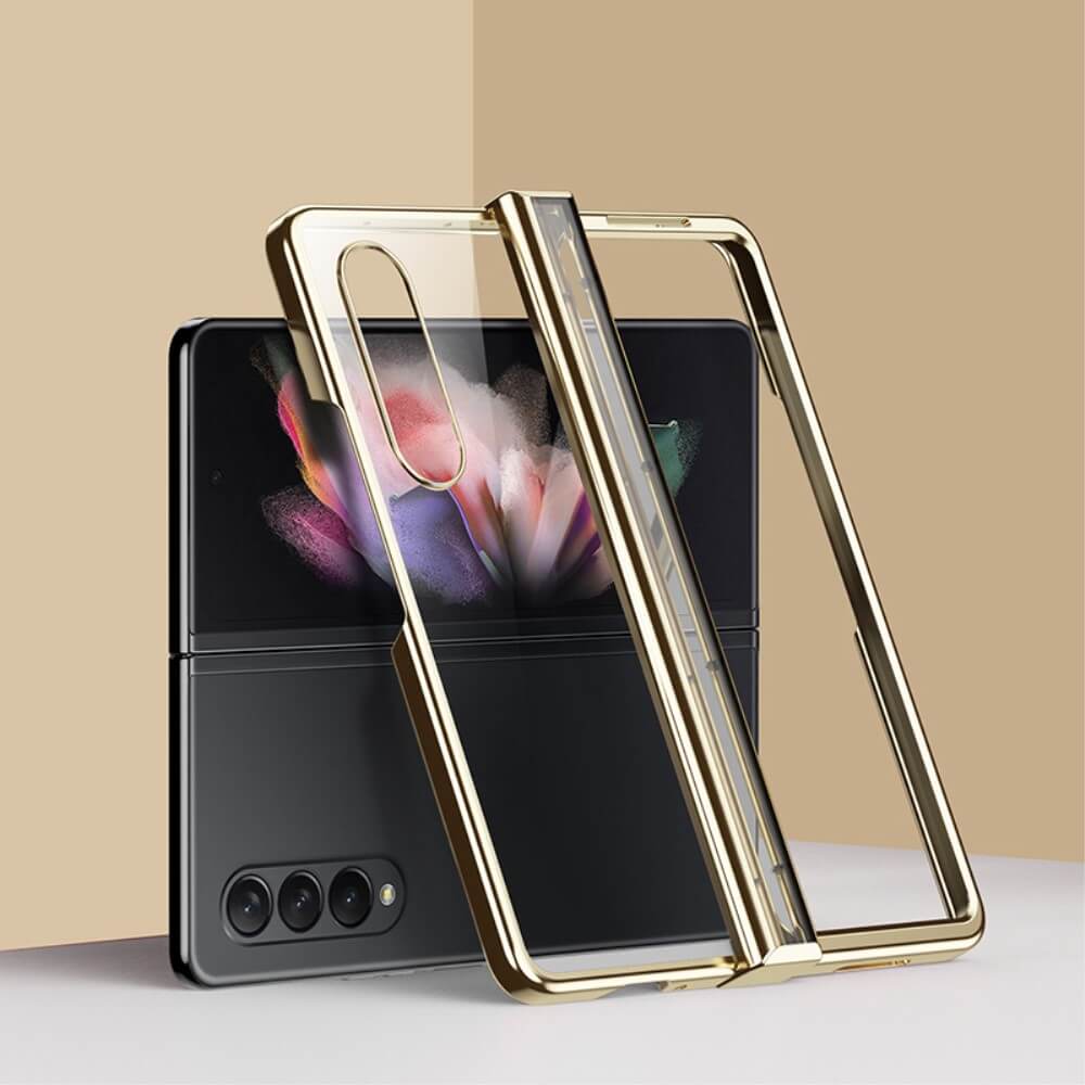 Калъф с Предпазител за Samsung Z Fold 4, Electroplating Hinge Case, Златист (2)