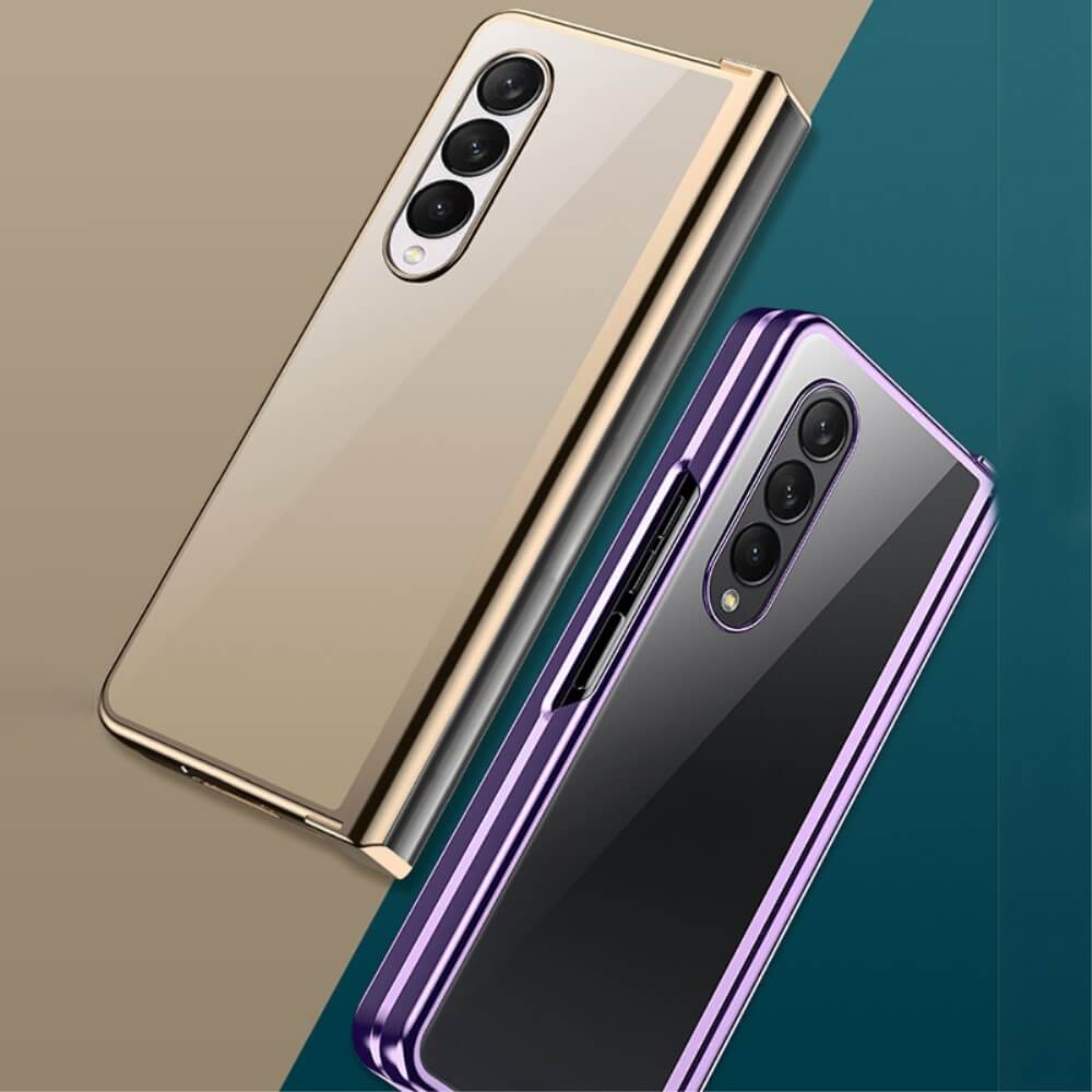 Калъф с Предпазител за Samsung Z Fold 4, Electroplating Hinge Case, Златист (3)