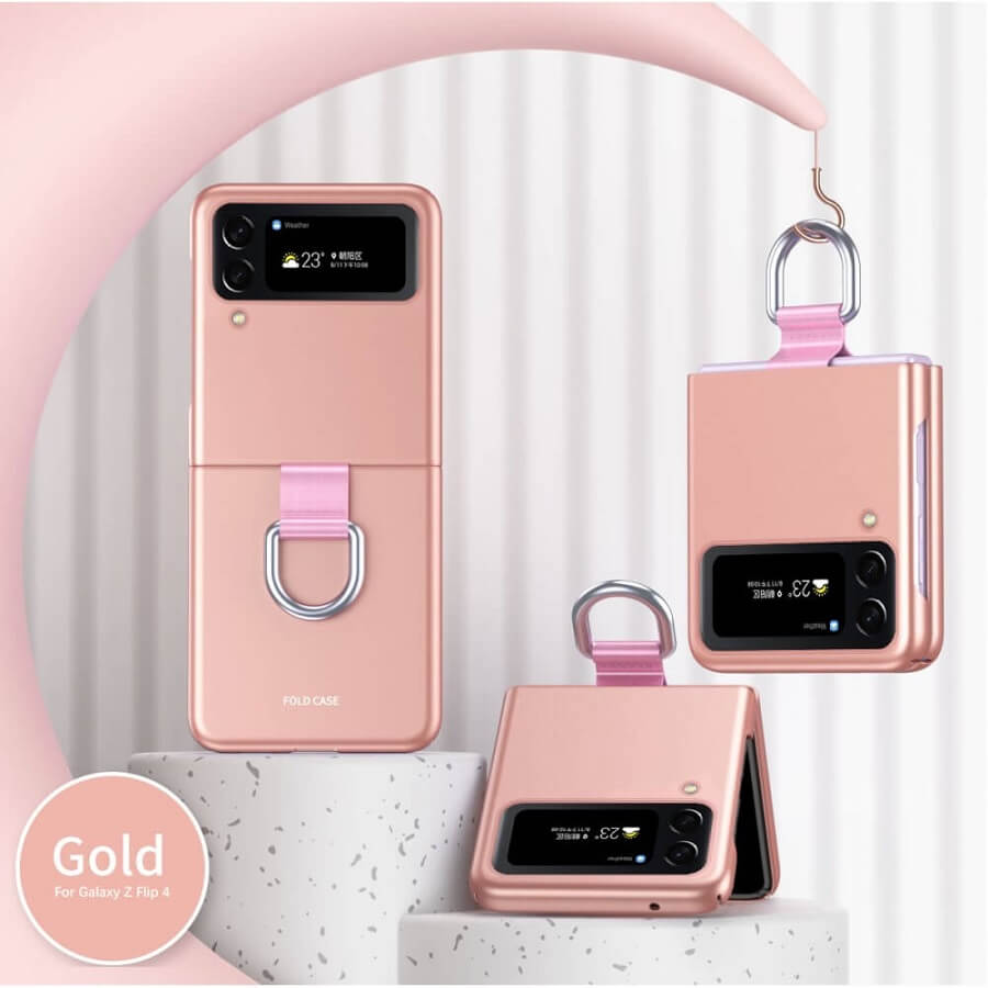 Калъф с Халка за Samsung Galaxy Z Flip 4, GKK Ring Case, Розов (3)