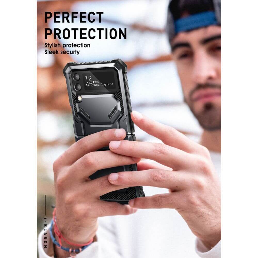 Противоударен Калъф за Samsung Z Flip 4, Supcase Iblsn ArmorBox, Черен (8)