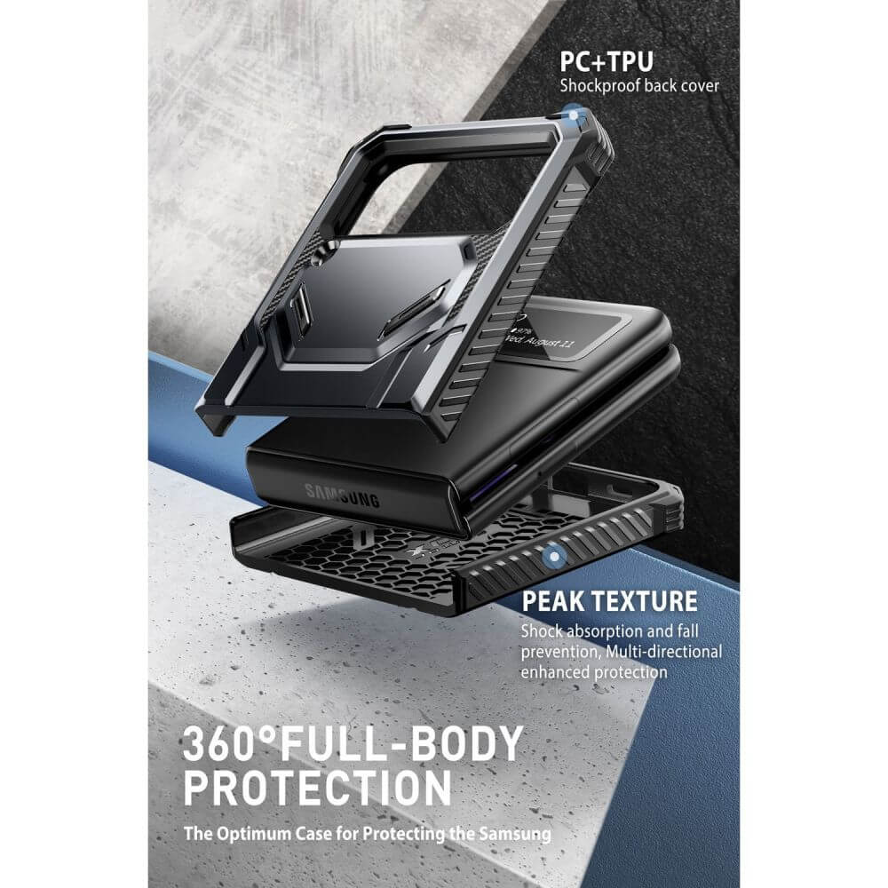 Противоударен Калъф за Samsung Z Flip 4, Supcase Iblsn ArmorBox, Черен (7)
