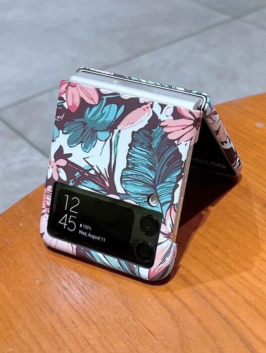 Екзотичен Калъф за Samsung Z Flip 4, Floral PC Case, Розов (3)