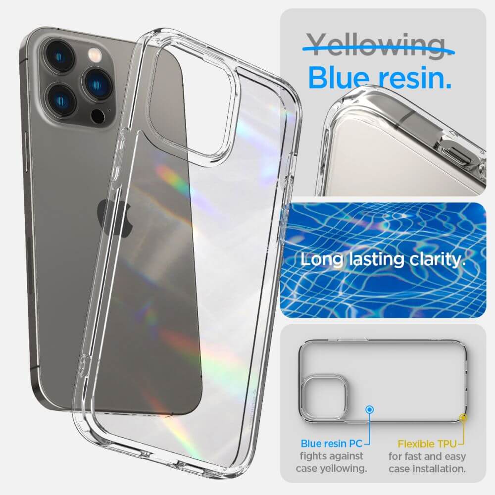 Противоударен Калъф за iPhone 14 Pro, Spigen Ultra Hybrid Case, Прозрачен (8)