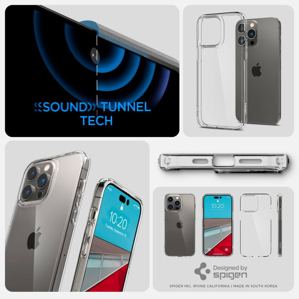 Противоударен Калъф за iPhone 14 Pro, Spigen Ultra Hybrid Case, Прозрачен (10)
