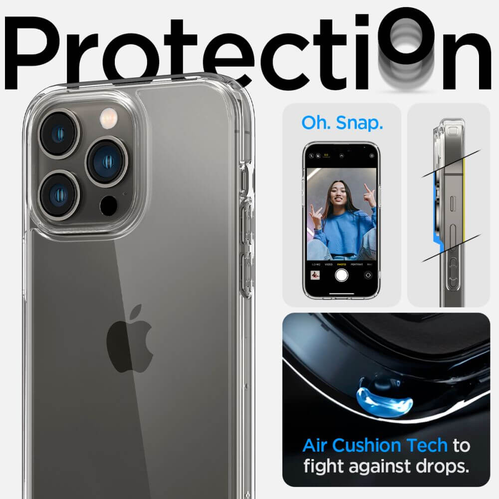 Противоударен Калъф за iPhone 14 Pro, Spigen Ultra Hybrid Case, Прозрачен (9)