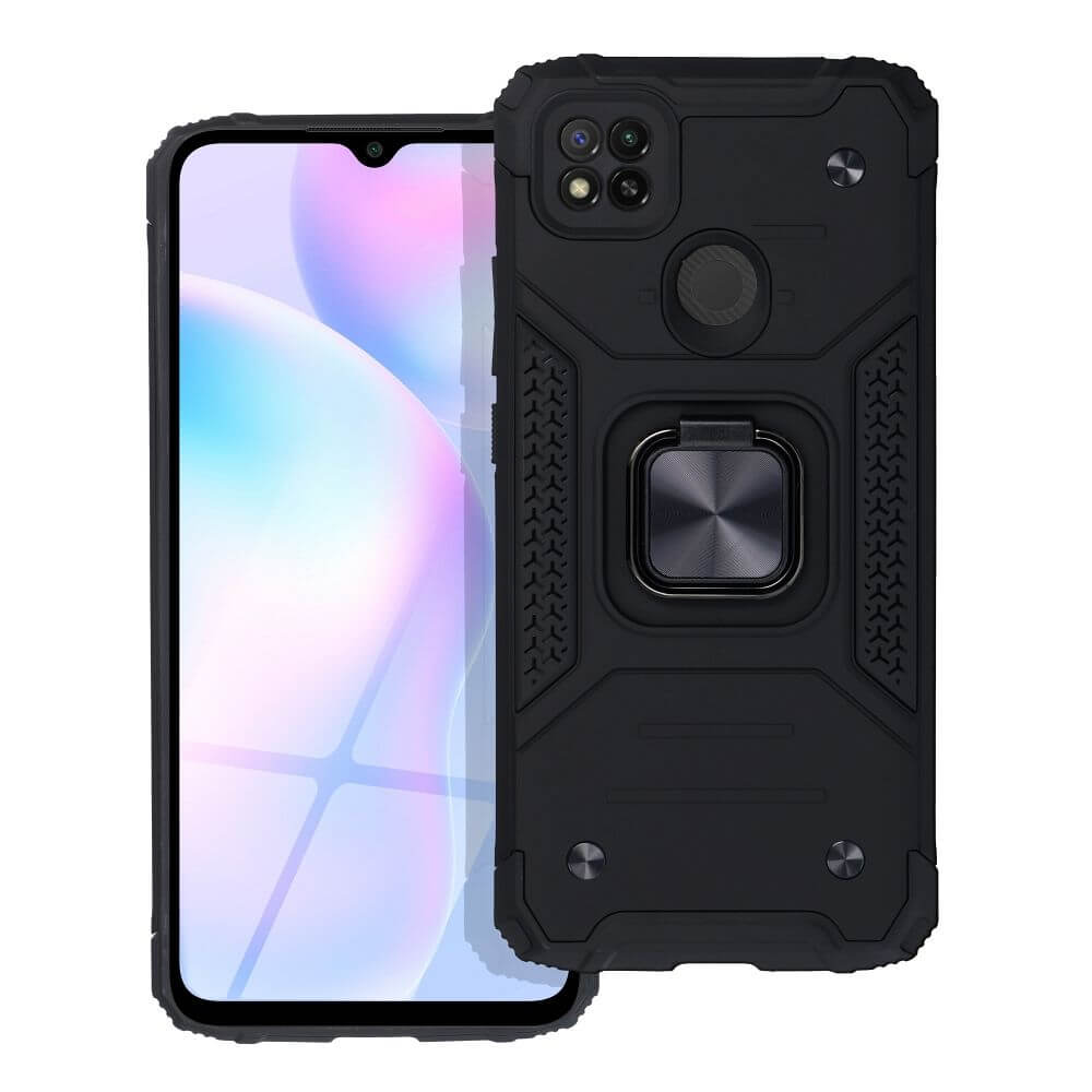 Калъф със Стойка-Пръстен за Xiaomi Redmi 9C, Armor Style Case, Черен (2)