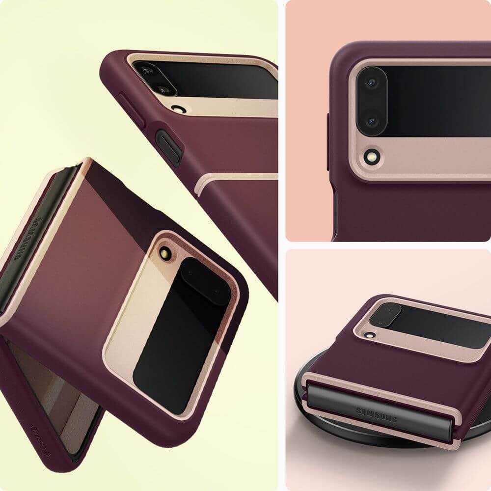 Противоударен Калъф за Samsung Z Flip 4, Spigen Caseology Nano Pop, Бордо (8)