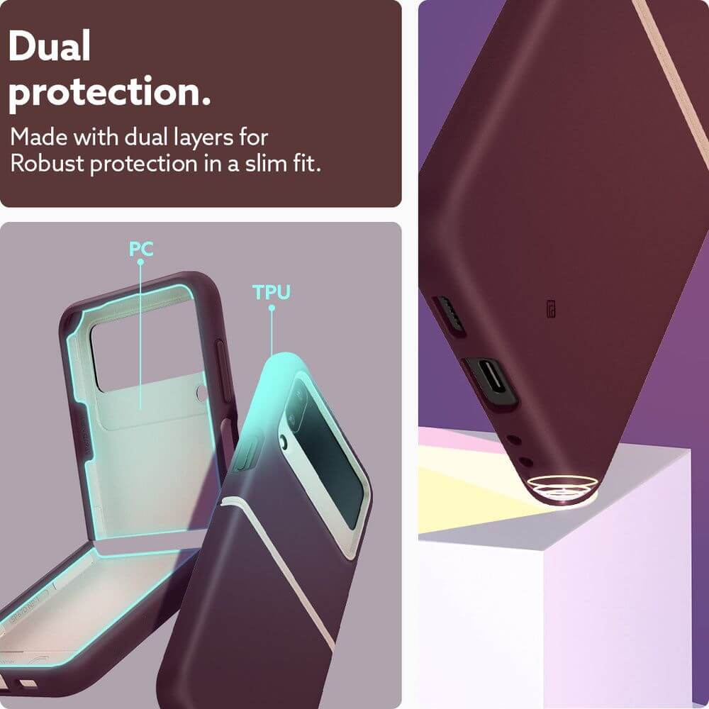 Противоударен Калъф за Samsung Z Flip 4, Spigen Caseology Nano Pop, Бордо (4)